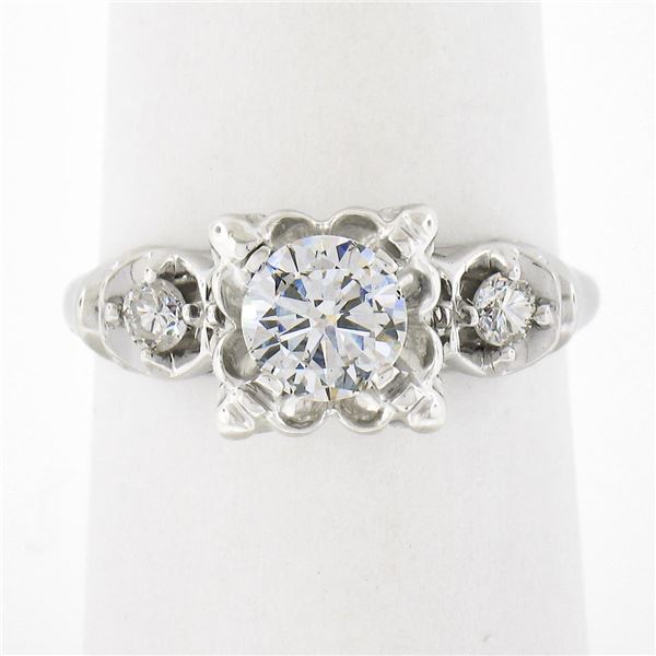 Vintage Everbrite 14k Gold 0.84 ctw Fiery Illusion Set Diamond Engagement Ring