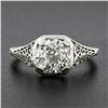 Image 3 : Antique Art Deco 18k Gold GIA 1.84 ctw European Diamond Filigree Engagement Ring