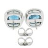 Image 2 : New 18k White Gold 5.61 ctw Cushion Cut Blue Zircon & Diamond Halo Stud Earrings
