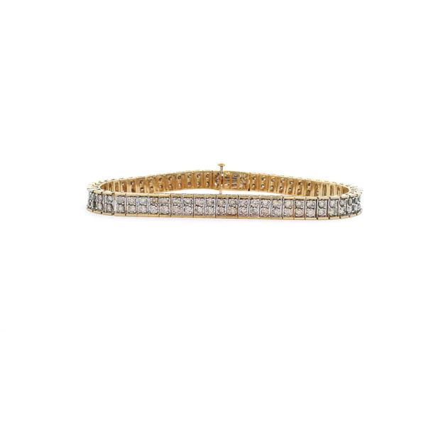 14KT Yellow Gold 5.07 ctw Double Row Diamond Tennis Bracelet
