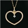 Image 3 : Classic 18K Gold .05 ctw Round Brilliant Diamond Prong Open Heart Pendant & Chai