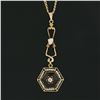Image 3 : Vintage 14K Gold Black Onyx, Pearl & White Topaz Lavalier Pendant w/ Chain