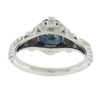 Image 8 : Platinum GIA Greenish Blue Round Sapphire Solitaire Ring w/ Diamond Ribbon Sides