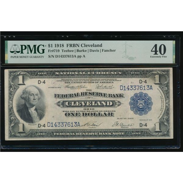 1918 $1 Cleveland FRBN PMG 40