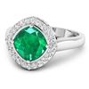 Image 2 : 14KT White Gold 2.07ctw Zambian Emerald and Diamond Ring