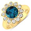 Image 1 : 14KT Yellow Gold 2.05ctw London Blue Topaz and Diamond Ring
