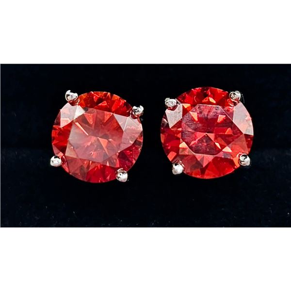 Hot Cherry Red 4 Ctw Fire Moissanite Earrings