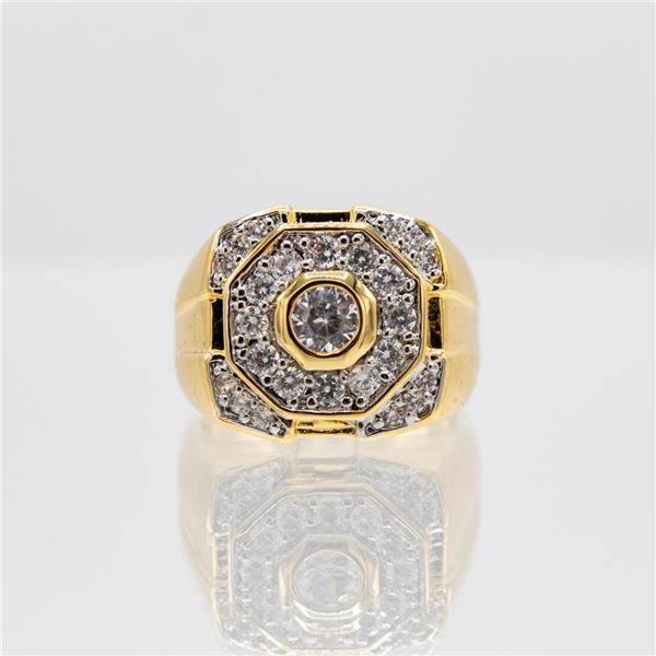 Men's 14 Kt Gold Plate 7.25  Cttw. Lab Simulated Diamond Ring.