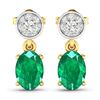 Image 1 : 14KT Yellow Gold 1.12ctw Zambian Emerald and Diamond Earrings