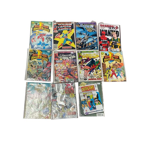 Group of 11 Comics - Power Rangers, Captain America, Batman, Deadpool, Spiderman, Etc.