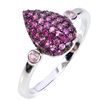 Image 2 : Valuable Diamond Cut Myanmar Ruby Ring in 2-Tone Black Rhodium and White 14k Gold-Plated 925 Sterlin