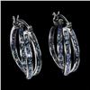 Image 1 : Expensive Round Diamond Cut Blue Sapphire Earrings in 14k White Gold-Plated 925 Sterling Silver