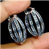 Image 2 : Expensive Round Diamond Cut Blue Sapphire Earrings in 14k White Gold-Plated 925 Sterling Silver
