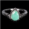 Image 1 : Beautiful Emerald and Black Spinel Ring in 14k White Gold-Plated 925 Sterling Silver â€[x=#