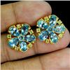 Image 2 : Swiss Blue Topaz and Peridot Earrings in 14k White Gold-Plated 925 Sterling Silver