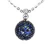 Image 1 : Stunning Round Diamond Cut Blue Sapphire and White Topaz Necklace in 2-Tone Black Rhodium and White