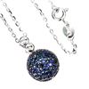 Image 2 : Stunning Round Diamond Cut Blue Sapphire and White Topaz Necklace in 2-Tone Black Rhodium and White