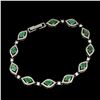 Image 1 : Precious Marquise Cut Emerald Bracelet in 14k White Gold-Plated 925 Sterling Silver â€[x=#8
