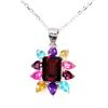 Image 1 : Multiple Gemstone (Amethyst, Citrine, Paraiba Blue Topaz, Pink Topaz) with Big Mozambique Garnet Nec