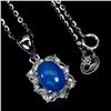 Image 2 : Unique Black Opal Necklace in 14k White Gold-Plated 925 Sterling Silver â€“ 18 inc