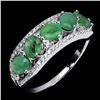 Image 2 : Oval Cut Emerald Ring in 14k White Gold-Plated 925 Sterling Silver - Size 9