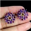 Image 2 : Multiple Gemstone (Amethyst, Citrine, Rhodolite Garnet) Earrings in 14k White Gold-Plated 925 Sterli
