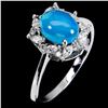 Image 2 : Blue Opal Ring in 14k White Gold-Plated 925 Sterling Silver â€“ Size 7