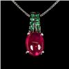 Image 1 : Ruby and Green CZ Necklace in 14k White Gold-Plated 925 Sterling Silver â€“ 18 inc