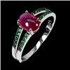 Image 2 : Ruby and Green CZ Ring in 14k White Gold-Plated 925 Sterling Silver â€“ Size 9