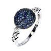 Image 2 : Round Diamond Cut Blue Sapphire and White Topaz Ring in 2-Tone Black Rhodium and White 14k Gold-Plat
