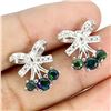 Image 2 : Black Opal Earrings in 14k White Gold-Plated 925 Sterling Silver