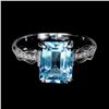 Image 1 : Octagon Cut Blue Sky Topaz Ring in 14k White Gold-Plated 925 Sterling Silver â€“ S
