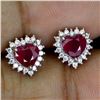 Image 2 : Heart Shaped Ruby earrings in 14k White Gold-Plated 925 Sterling Silver