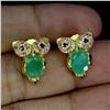 Image 2 : Emerald, Ruby and Sapphire Earrings in 14k White Gold-Plated 925 Sterling Silver