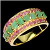 Image 2 : Emerald and Ruby Ring in 14k White Gold-Plated 925 Sterling Silver â€“ Size 8