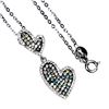 Image 2 : Round Diamond Cut Sapphire and Topaz Necklace in 2-Tone Black Rhodium and White 14k Gold-Plated 925