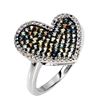 Image 2 : Round Diamond Cut Sapphire and Topaz Ring in 2-Tone Black Rhodium and White 14k Gold-Plated 925 Ster