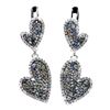 Image 1 : Round Diamond Cut Sapphire and Topaz Earrings in 2-Tone Black Rhodium and White 14k Gold-Plated 925