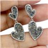 Image 2 : Round Diamond Cut Sapphire and Topaz Earrings in 2-Tone Black Rhodium and White 14k Gold-Plated 925
