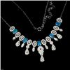 Image 2 : Blue Opal Necklace in 14k White Gold-Plated 925 Sterling Silver â€“ 17.5 inches lo