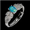 Image 2 : Blue Opal Ring in 14k White Gold-Plated 925 Sterling Silver â€“ Size 7