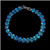 Image 1 : Blue Opal Bracelet in 14k White Gold-Plated 925 Sterling Silver â€“ 6.5 inches lon