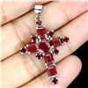Image 2 : Ruby Cross pendant in 14k White Gold-Plated 925 Sterling Silver