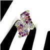 Image 1 : Multiple Gemstone (sapphire, Rhodolite Garnet, Peridot, Tanzanite, Tourmaline) Ring in 14k White Gol