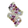 Image 2 : Multiple Gemstone (sapphire, Rhodolite Garnet, Peridot, Tanzanite, Tourmaline) Ring in 14k White Gol
