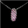 Image 1 : Round Diamond Cut Pink Sapphire and White Topaz Necklace in 14k White Gold-Plated 925 Sterling Silve