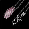 Image 2 : Round Diamond Cut Pink Sapphire and White Topaz Necklace in 14k White Gold-Plated 925 Sterling Silve