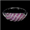 Image 1 : Round Diamond Cut Pink Sapphire and White Topaz Ring in 14k White Gold-Plated 925 Sterling Silver â[