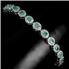 Image 2 : Oval Cut Emerald Bracelet in 14k White Gold-Plated 925 Sterling Silver â€“ 7.5 inc