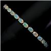 Image 2 : Powerful Play Of Colour Opal Bracelet in 14k White Gold-Plated 925 Sterling Silver â€[x=#82